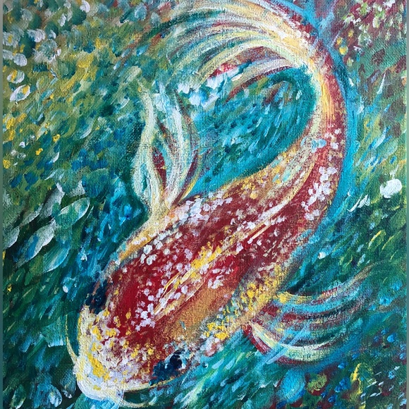 Koi fish painting wall art - Picture 5 of 6